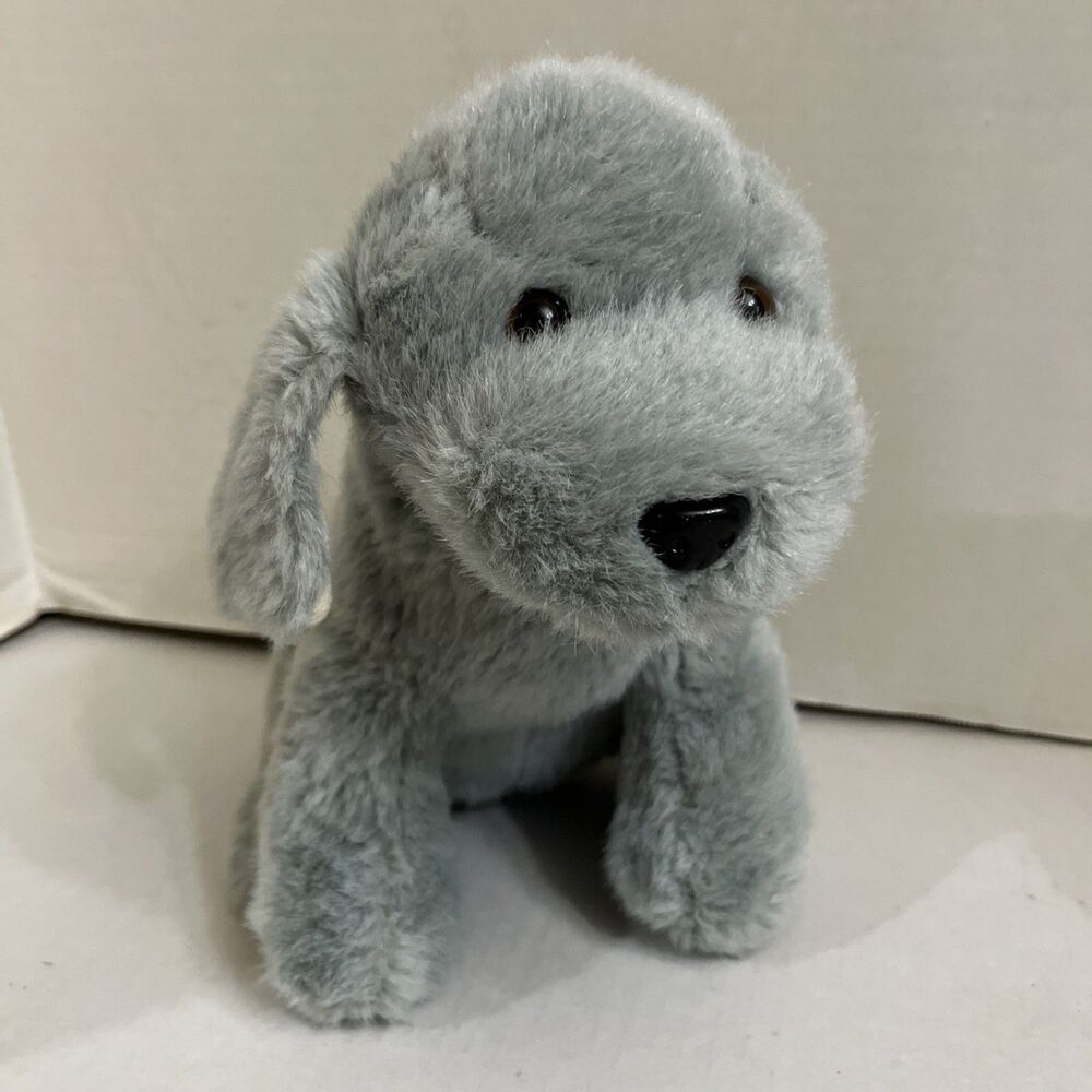 Vintage Plush 4 Play Blue Gray Puppy Dog Plush 10” Made In USA 90s